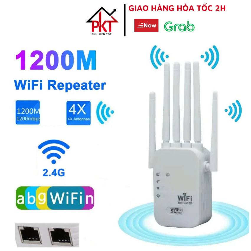 Kích Sóng Wifi 6 Râu Tốc Độ Cao 1200mbps Phát Xuyên Tường Kết Nối Xa Mở Rộng Vùng Phủ Sóng TECHTOP